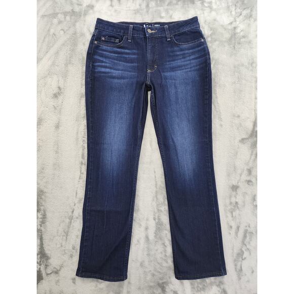 Lee Regular Fit Mid Rise Straight Leg Jeans Size 12M Blue Dark Wash Stretch - Picture 1 of 14